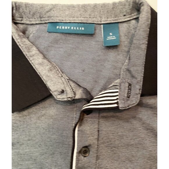 PERRY‎ ELLIS ICON Golf Polo Shirt Small Grey Black Moisture-wicking Breathable - Picture 4 of 10